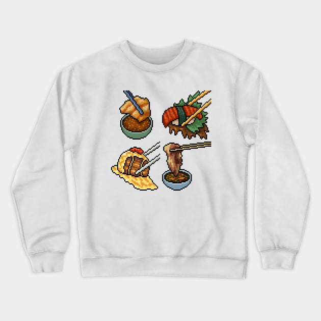 Pixel Sushi Dipping Crewneck Sweatshirt by Mako Design 